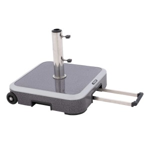 Doppler Expert Trolley Schirmständer, 50 kg Granit, mit Rollen und ausziehbarem Griff.