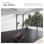 Schwarzer Tectake Power Tower mit Hantelbank, Klimmzugstange und Dip Station für Sport & Fitness.