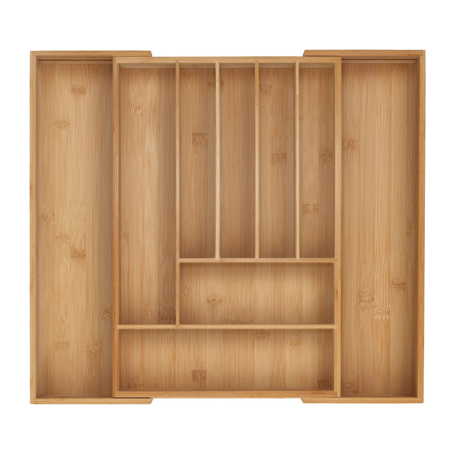 Relaxdays Besteckkasten Bambus Natur Ausziehbar Verstellbar Rutschfest 7 bis 9 Fächer 5 cm x 31 cm bis 50 cm x 45 cm