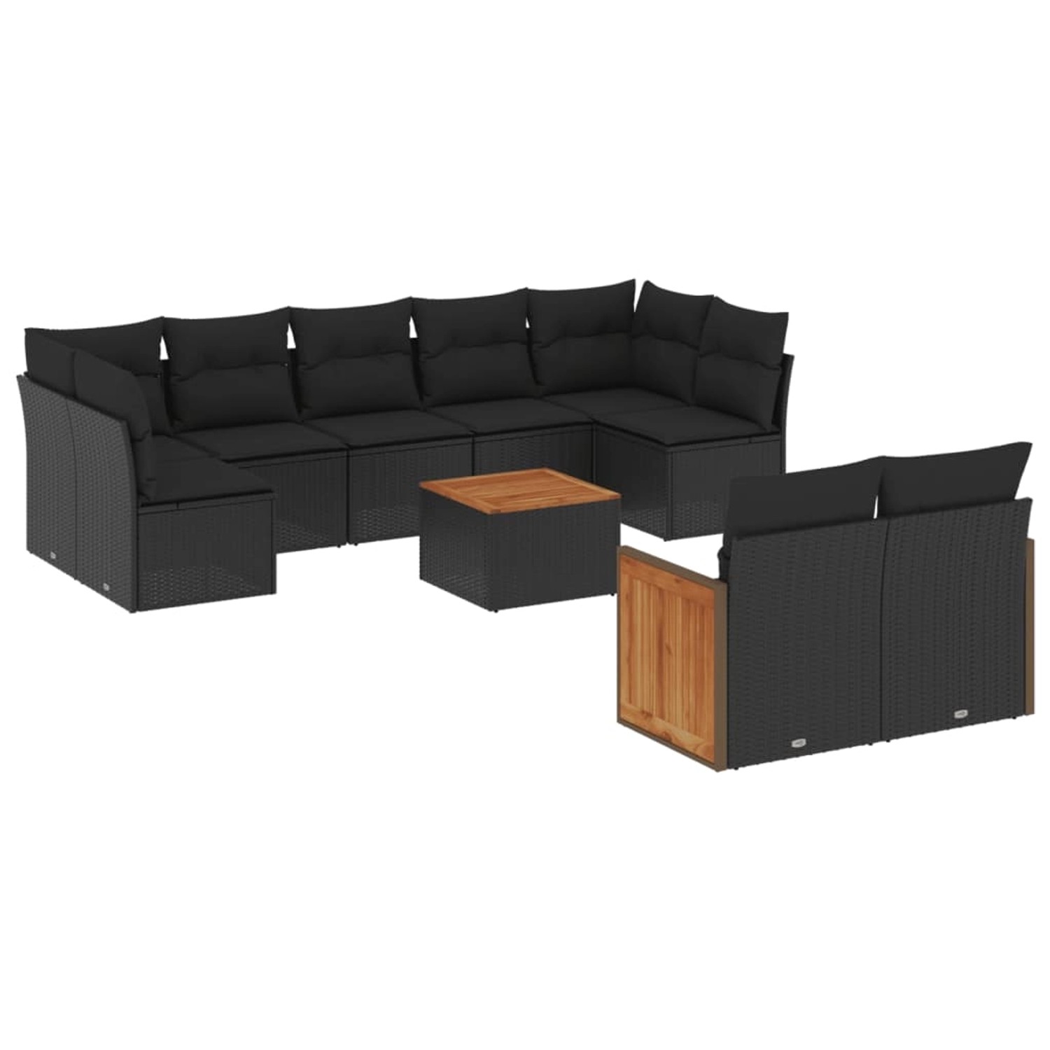 vidaXL 10-Tlg Garten-Sofagarnitur mit Kissen Schwarz Poly Rattan 3227973 günstig online kaufen