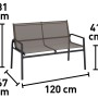 Abbildung der Maße des Gartenmöbel-Sets Tapena, 2-Sitzer Bank in Schwarz-Taupe.