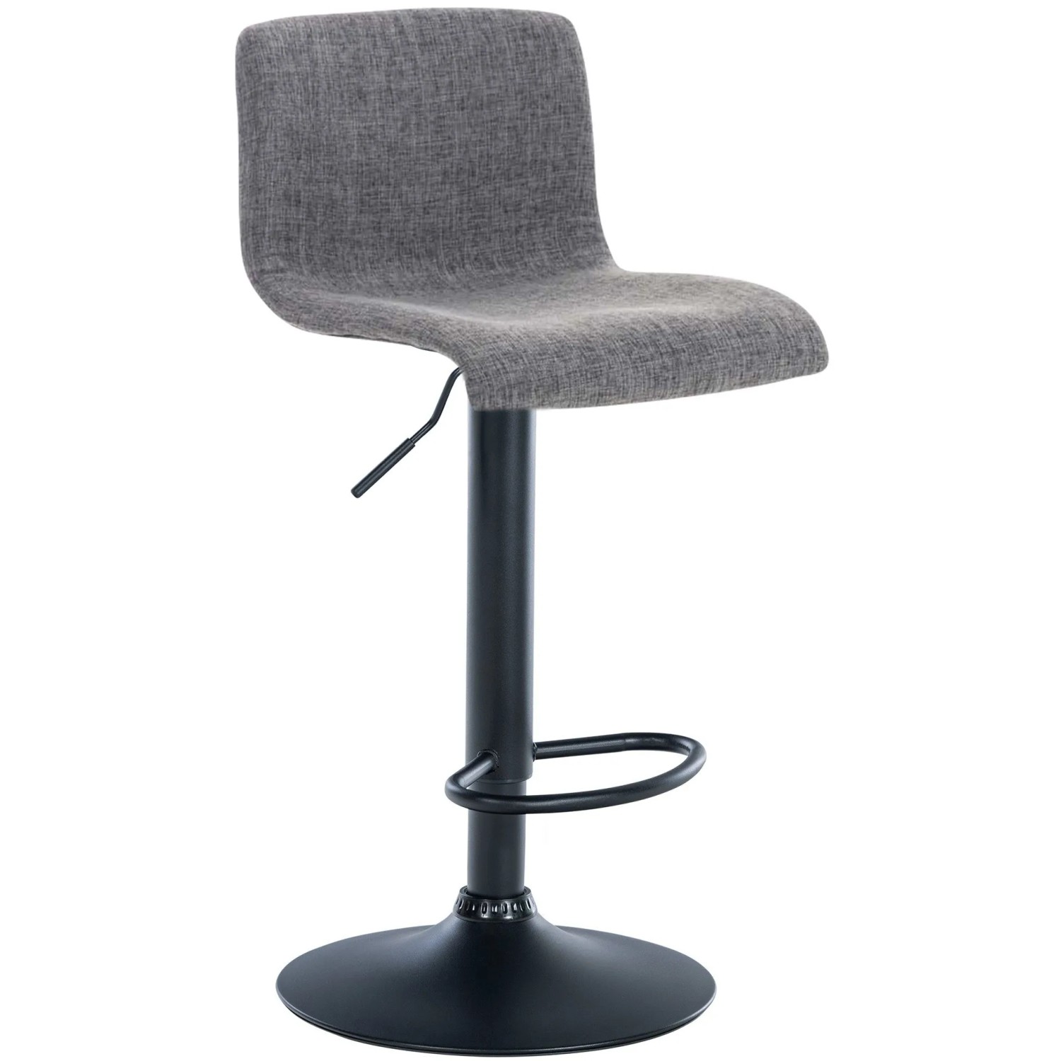 DELUKE Barhocker PESAN Stoff Hellgrau 39x36x84cm Schwarz Barstuhl Höhenverstellbar Mit Lehne Drehbar Tresenhocker Tresenstuhl