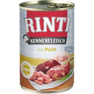 Rinti Kennerfleisch Pute, 400g Dose Hunde-Nassfutter mit hohem Fleischanteil.