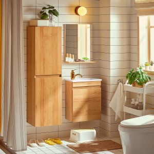 SoBuy Hochschrank Hängeschrank mit 2 Türen Badezimmerschrank Natur BZR175-N