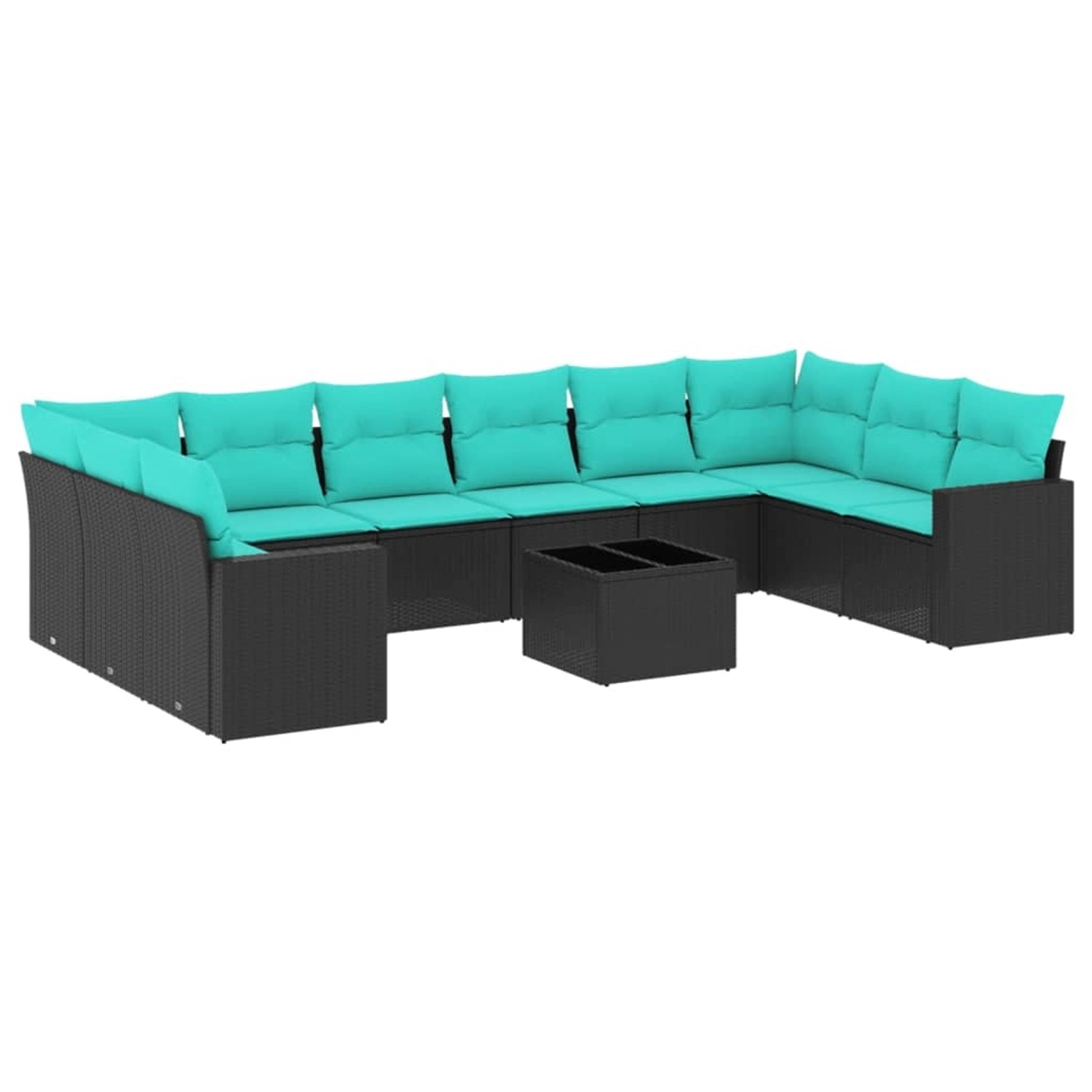 vidaXL 11-Tlg Garten-Sofagarnitur mit Kissen Schwarz Poly Rattan 3219467 günstig online kaufen
