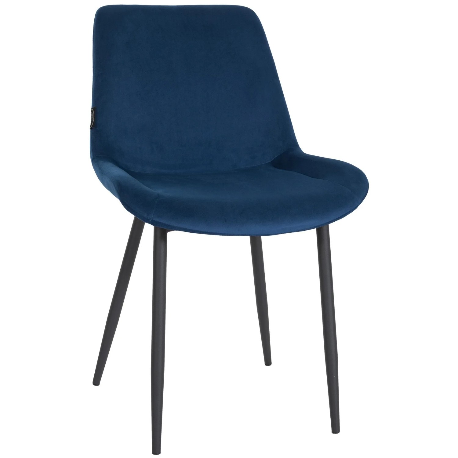 DELUKE Esszimmerstuhl WIKIL Samt 80x51x60cm Blau Samt Metall Matt Schwarz Gestell Stühle Esszimmerstühle Esstisch Küchenstuhl