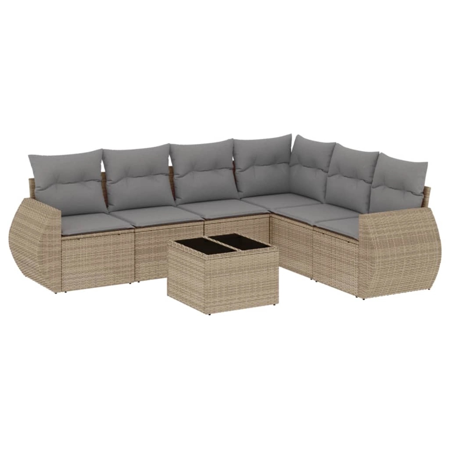 vidaXL 7-Tlg Garten-Sofagarnitur mit Kissen Beige Poly Rattan 3253756 günstig online kaufen