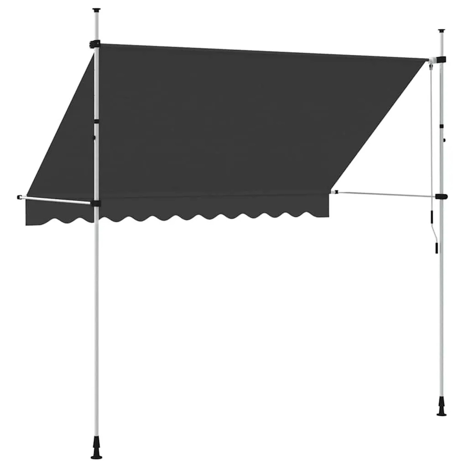Anthrazitfarbene, handbetriebene vidaXL Markise, 300 cm breit, für Terrasse und Balkon.