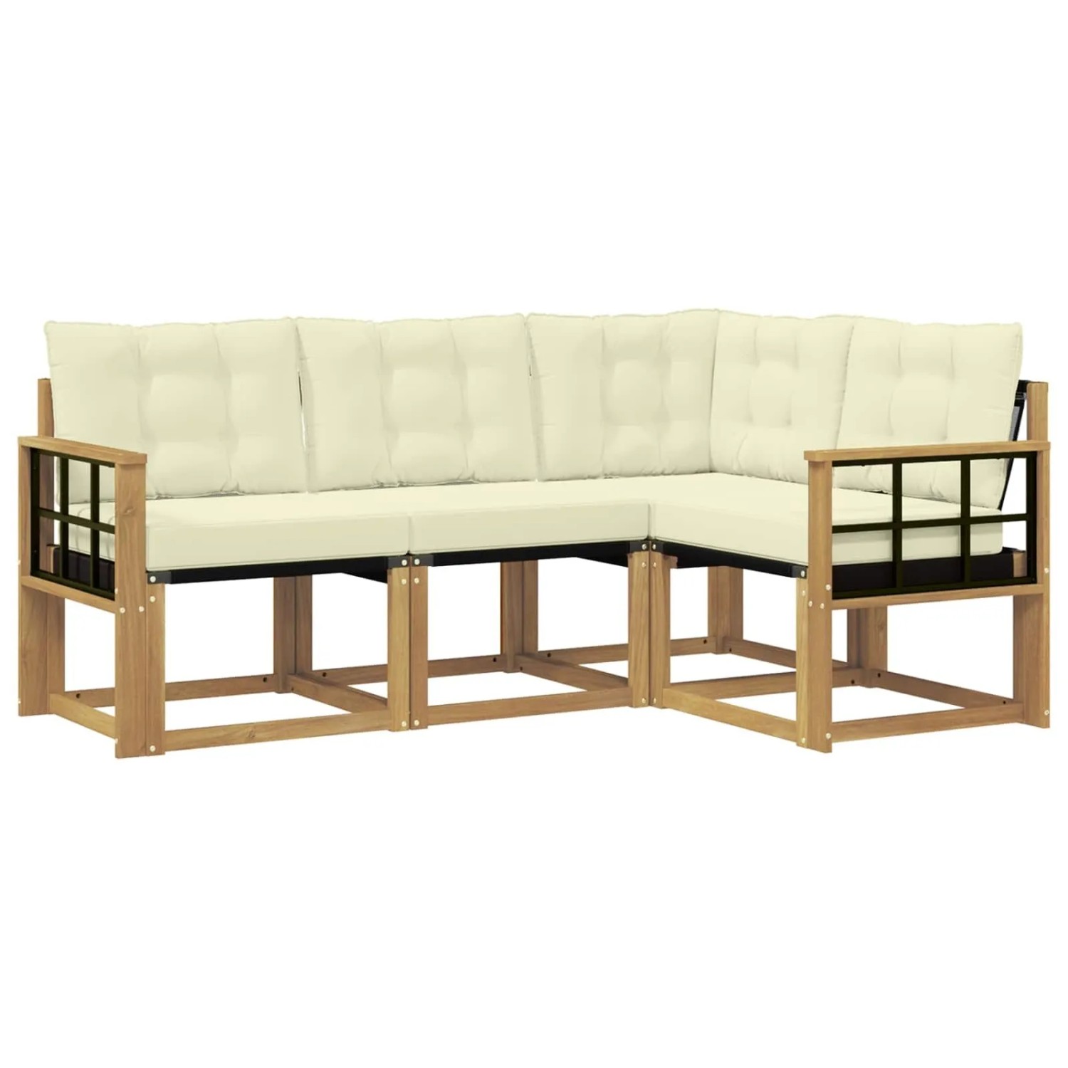 vidaXL Outdoor-Sofagarnitur mit Kissen 4-Tlg Weiß und Creme 3389432