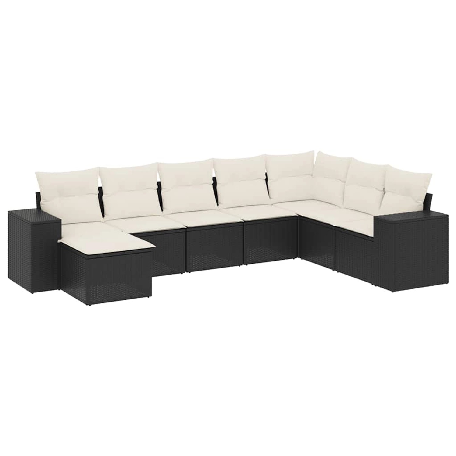 vidaXL 8-Tlg Garten-Sofagarnitur mit Kissen Schwarz Poly Rattan 3255293 günstig online kaufen