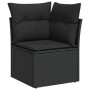 vidaXL Gartenmöbel: Schwarzes Sofa-Eckteil aus Rattan mit Kissen.