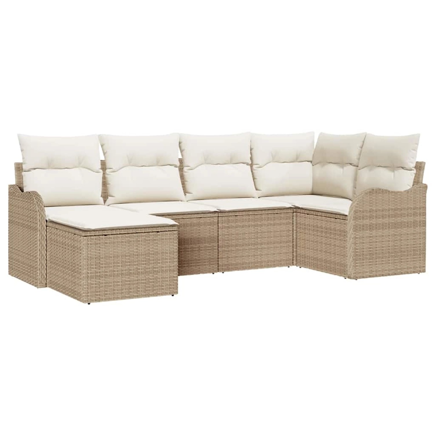 vidaXL Garten-Sofa-Set mit Kissen 6-Tlg Beige Poly Rattan 3345771 günstig online kaufen