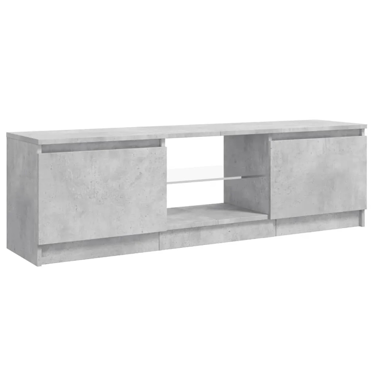 VidaXL TV-Schrank mit LED, Betongrau, 120 cm breit. Wohnwand-Element mit Fächern und Türen.