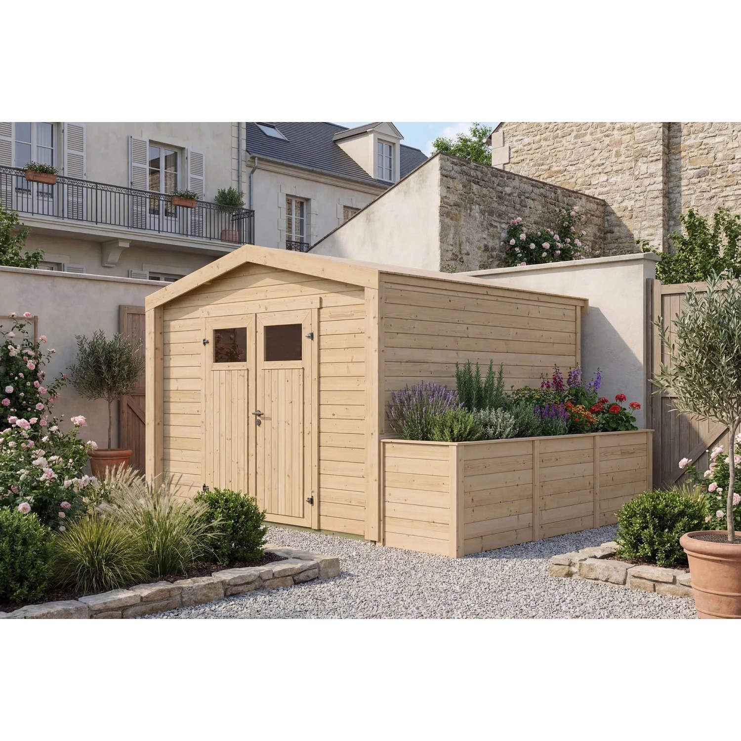 Weka Holz-Gartenhaus Killarney Satteldach Natur Unbehandelt 384 cm x 313 cm