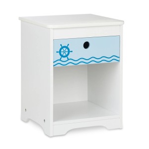 Relaxdays Kindernachttisch MDF Weiß Blau mit Schublade 41 cm x 32 cm x 31 cm 5 kg