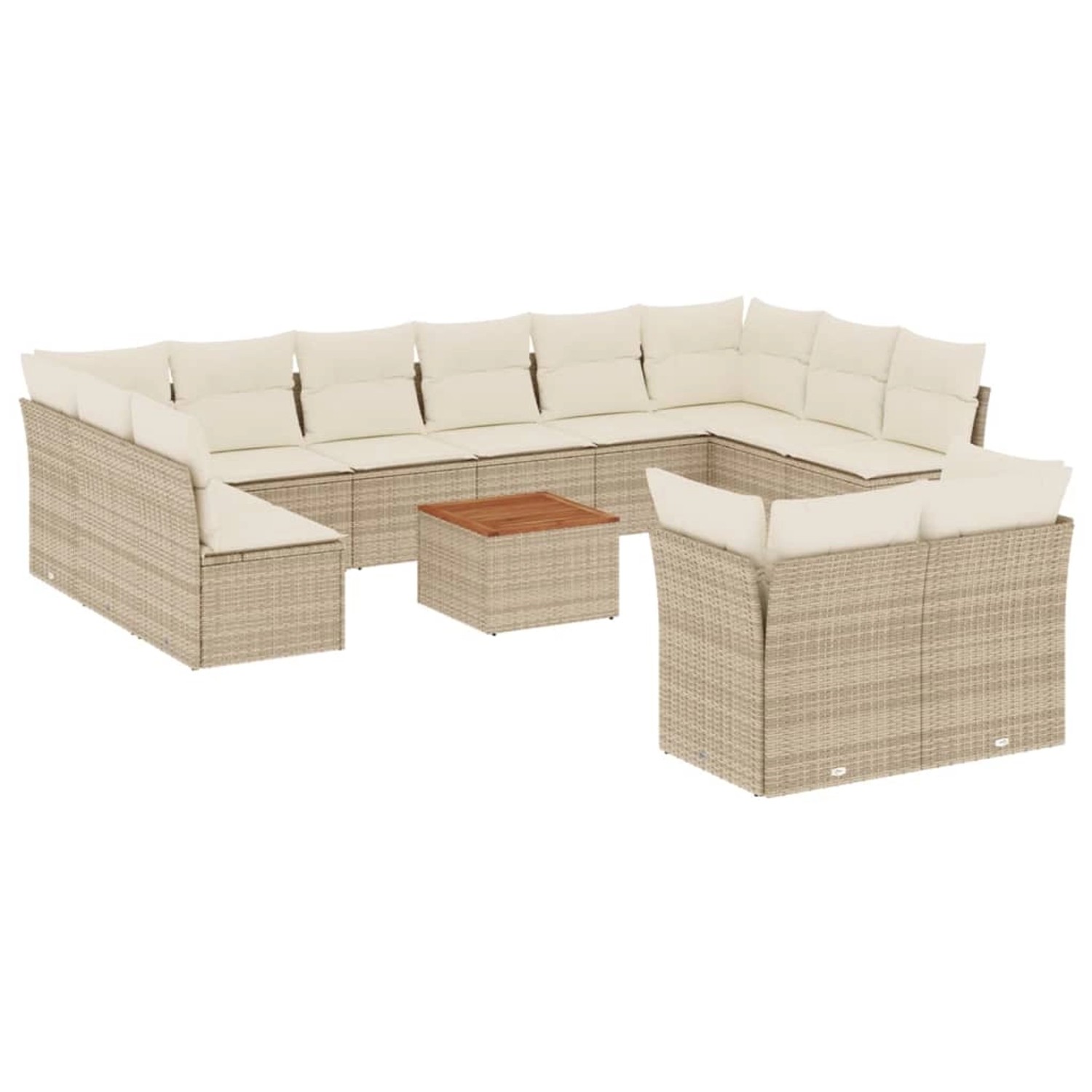 vidaXL 13-Tlg Garten-Sofagarnitur mit Kissen Beige Poly Rattan 3256247 günstig online kaufen