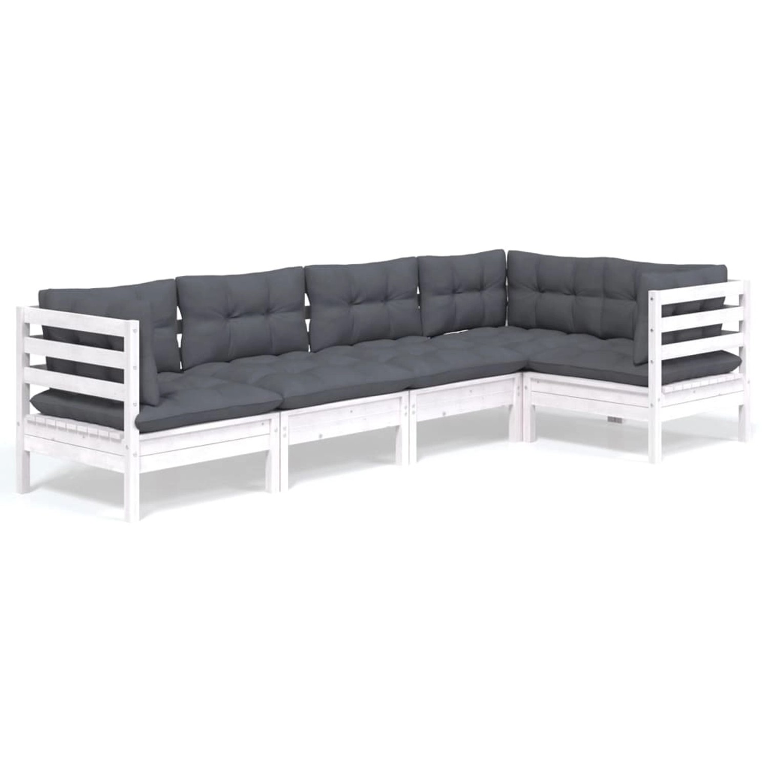 vidaXL 5-Tlg Garten-Lounge-Set mit Kissen Weiß Kiefernholz 3096383 günstig online kaufen