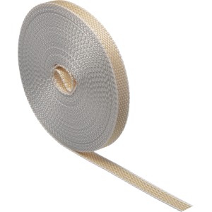 Beiger Schellenberg Rollladengurt Mini (14 mm, 12 m) auf Rolle, geeignet für Rollladenantriebe.