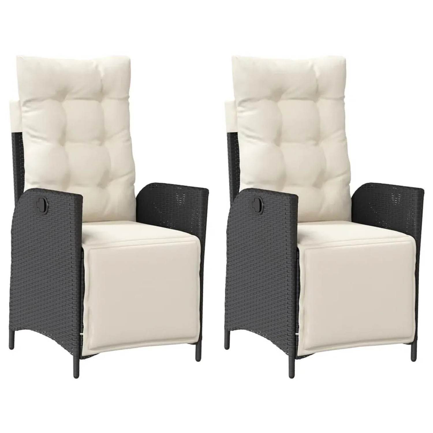 vidaXL Gartensessel mit Fußteil 2 Stk Verstellbar Schwarz Poly Rattan 36528 günstig online kaufen