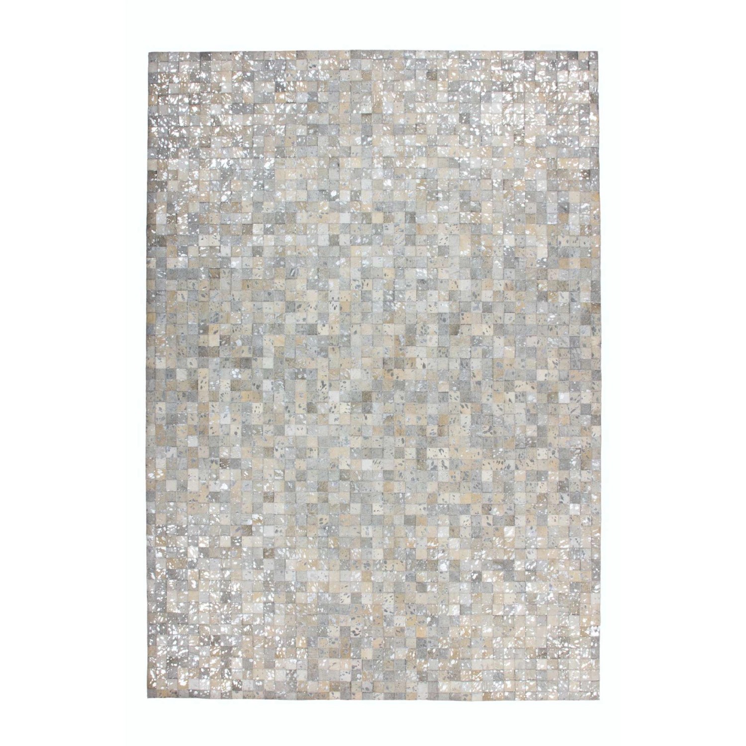 MeGusta Flachflor Teppich PatchworkDesign Grau - Silber Leder 120x170 cm Ma günstig online kaufen