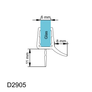 Schulte Wasserabweisprofil für 6 mm Glas, transparent, Detailansicht der Maße.