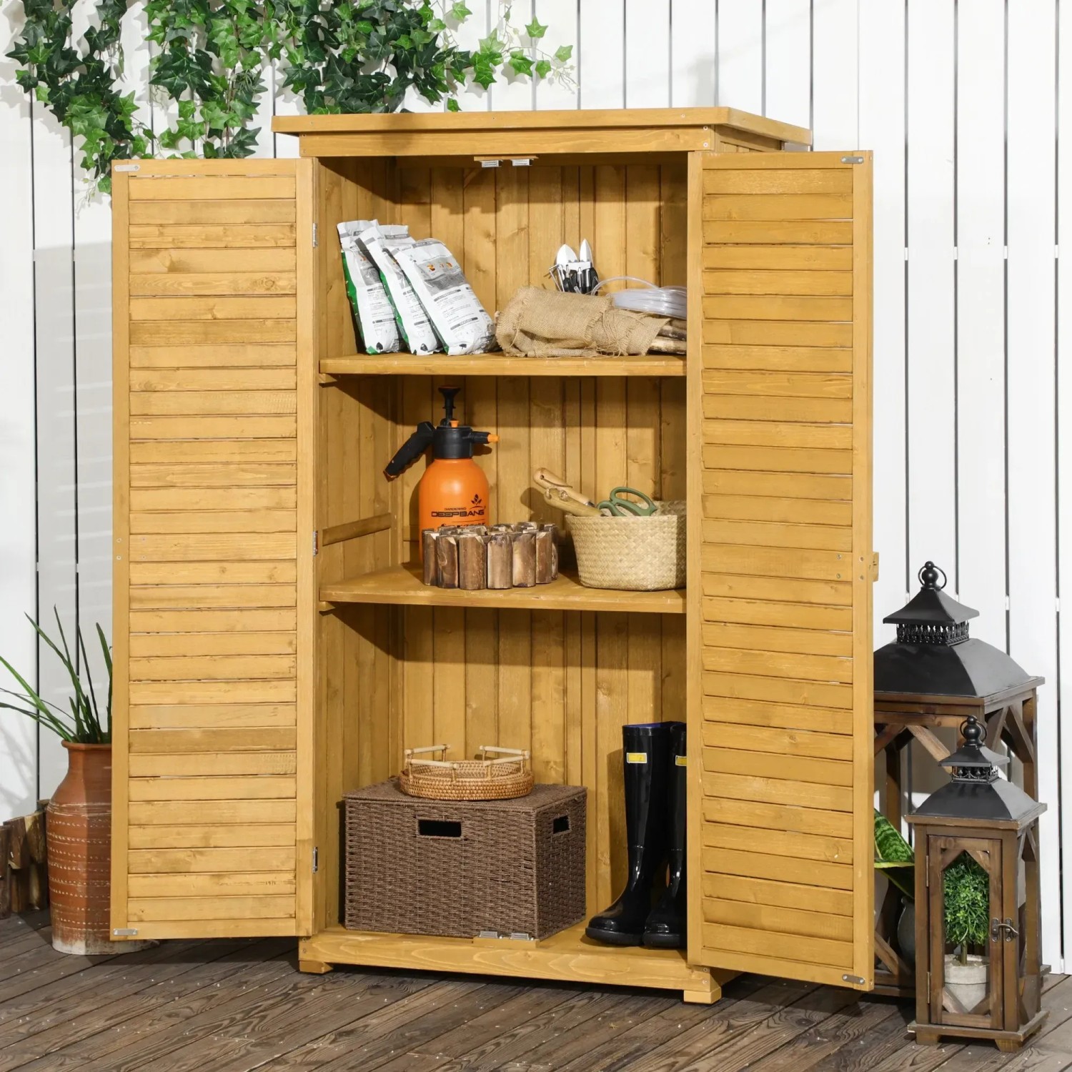 Outsunny Geräteschuppen Holz Wetterfest 87 x 46,5 x 160 cm kaufen bei OBI