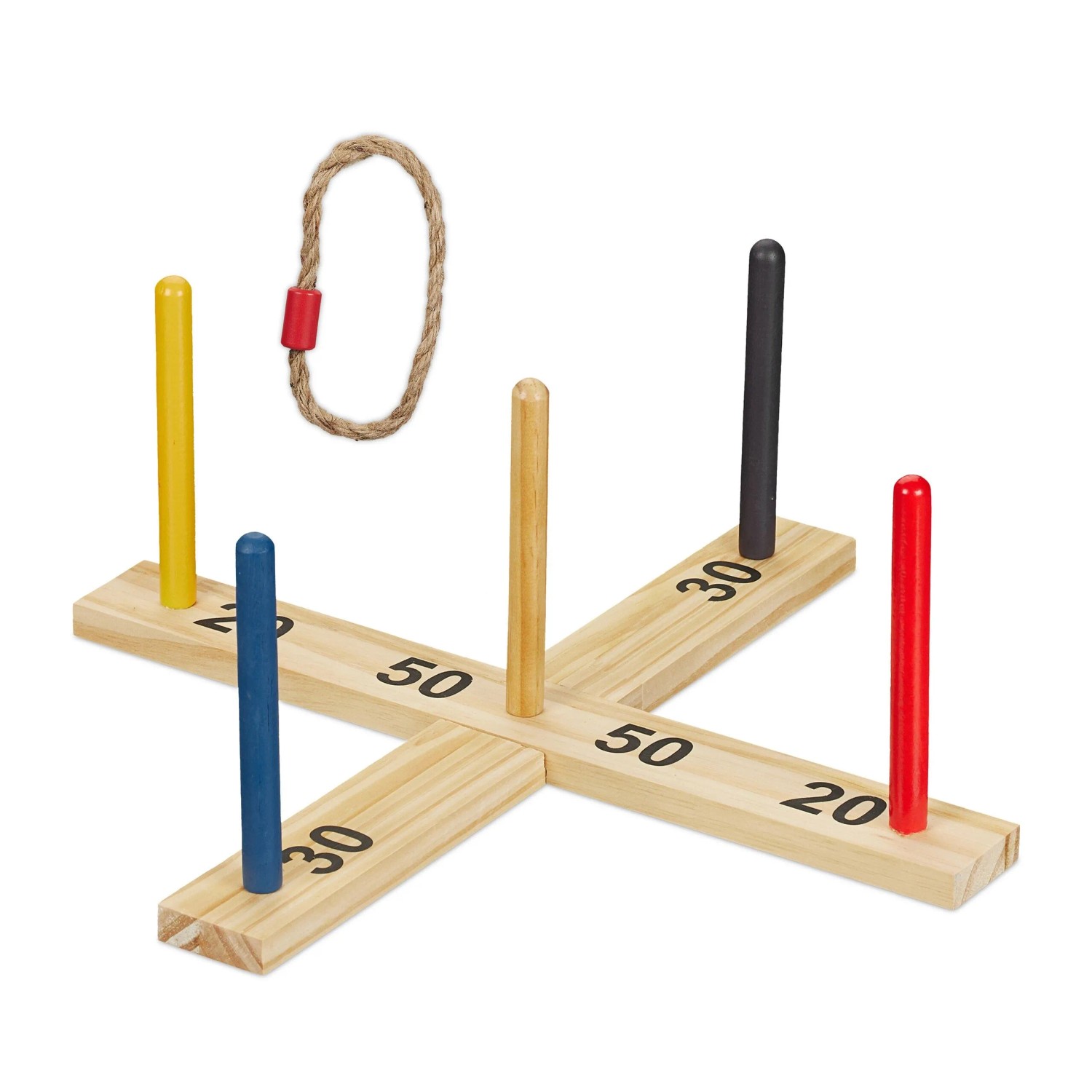 Relaxdays Ringwurfspiel Holz Natur 16 cm x 41 cm x 41 cm 380 g