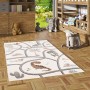 Beiger Kinderteppich mit Dino- und Straßenmotiv, 140x200 cm, geeignet für Kinderzimmer.