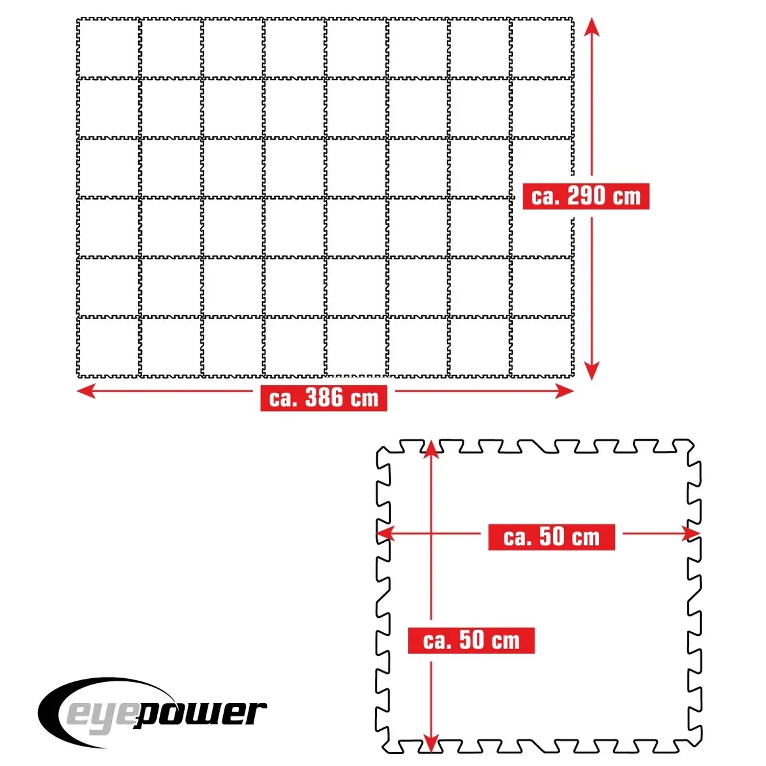 Blaues eyepower Poolunterlage 48er Set, 50x50 cm, als Bodenschutz für runde Pools.