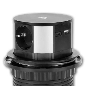 world-trading-net Tisch-Einbau-Steckdose Ø10cm Versenkbar USB-A & C