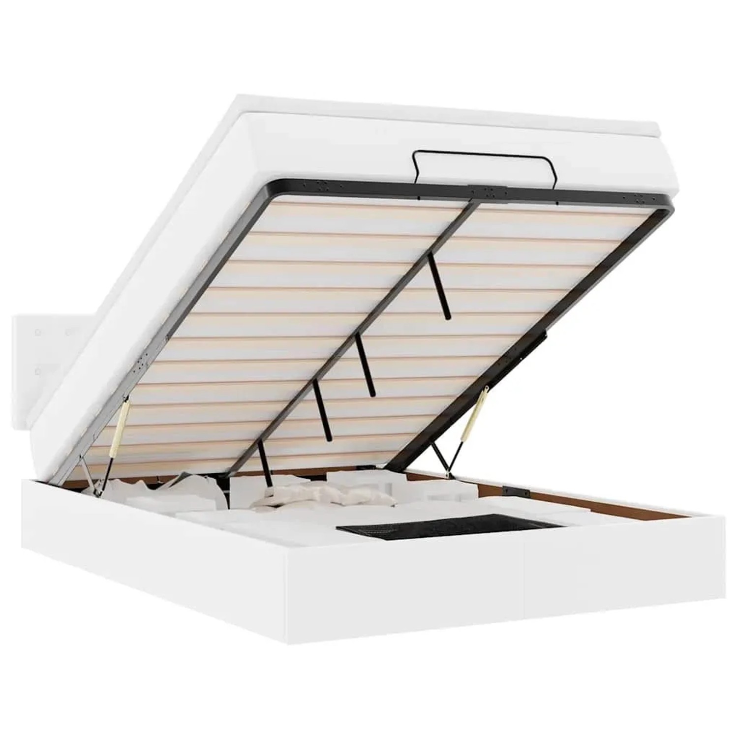 vidaXL Ottoman-Bett mit Matratzen & LEDs Reinweiß 140x190cm Kunstleder 3312153