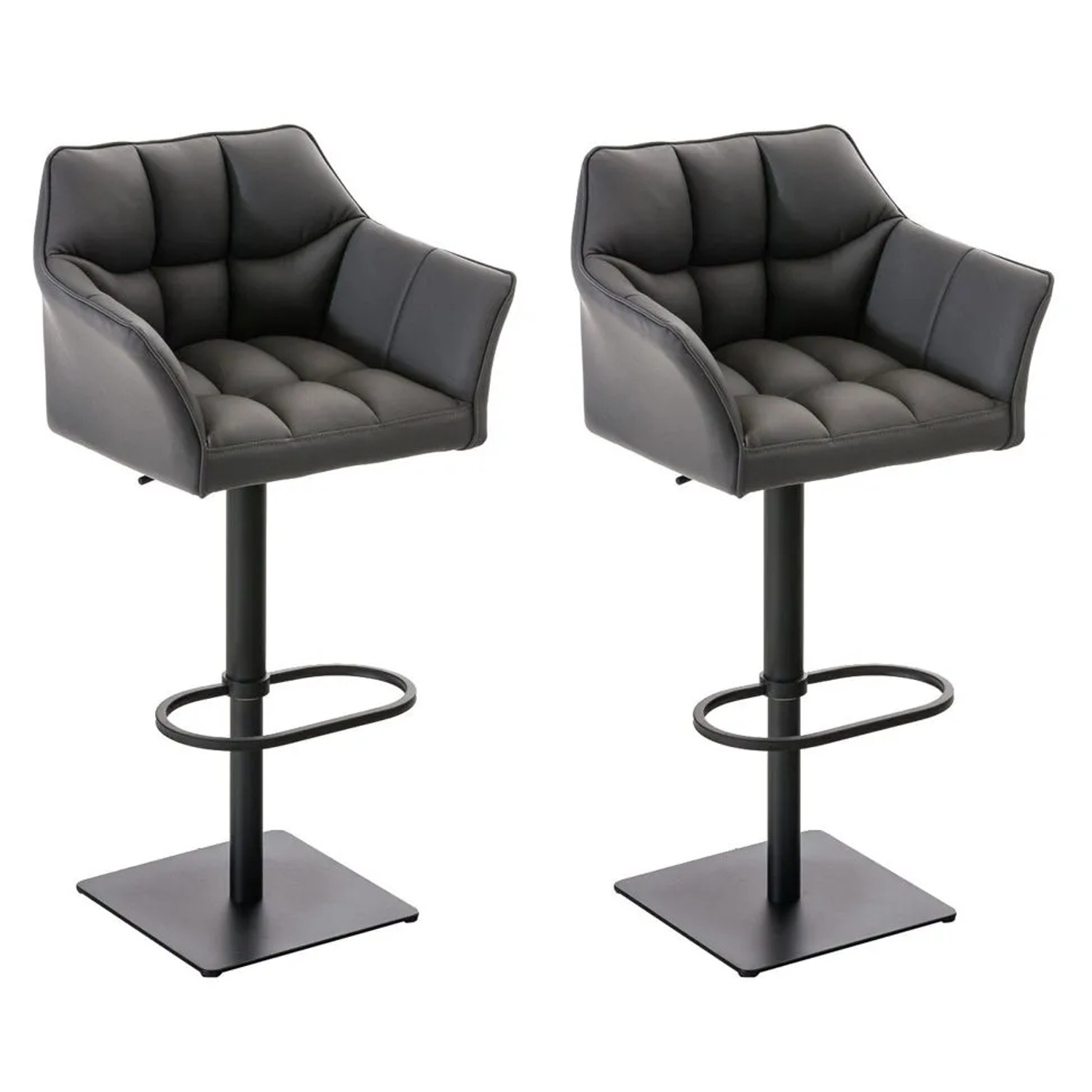 CLP 2er Set Barhocker Damaso Kunstleder Grau/Schwarz