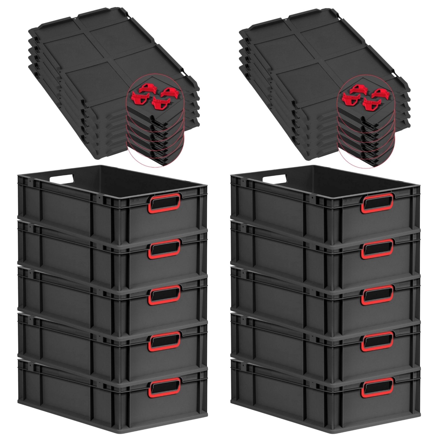 PROREGAL SparSet 10x Eurobox Nextgen Color Mit Auflagedeckel HxBxT 17x40x60 günstig online kaufen