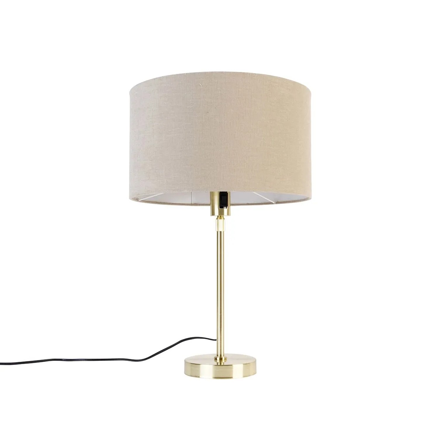 QAZQA Tischleuchte Gold Verstellbar mit Schirm Hellbraun 35 cm Parte