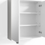 Offener, weißer Vicco Badspiegelschrank Roy 60x68 cm mit zwei Einlegeböden.