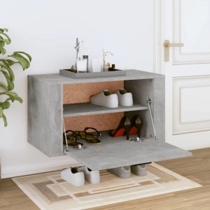 vidaXL Wand-Schuhschrank Betongrau 70x35x38 cm Holzwerkstoff 821016