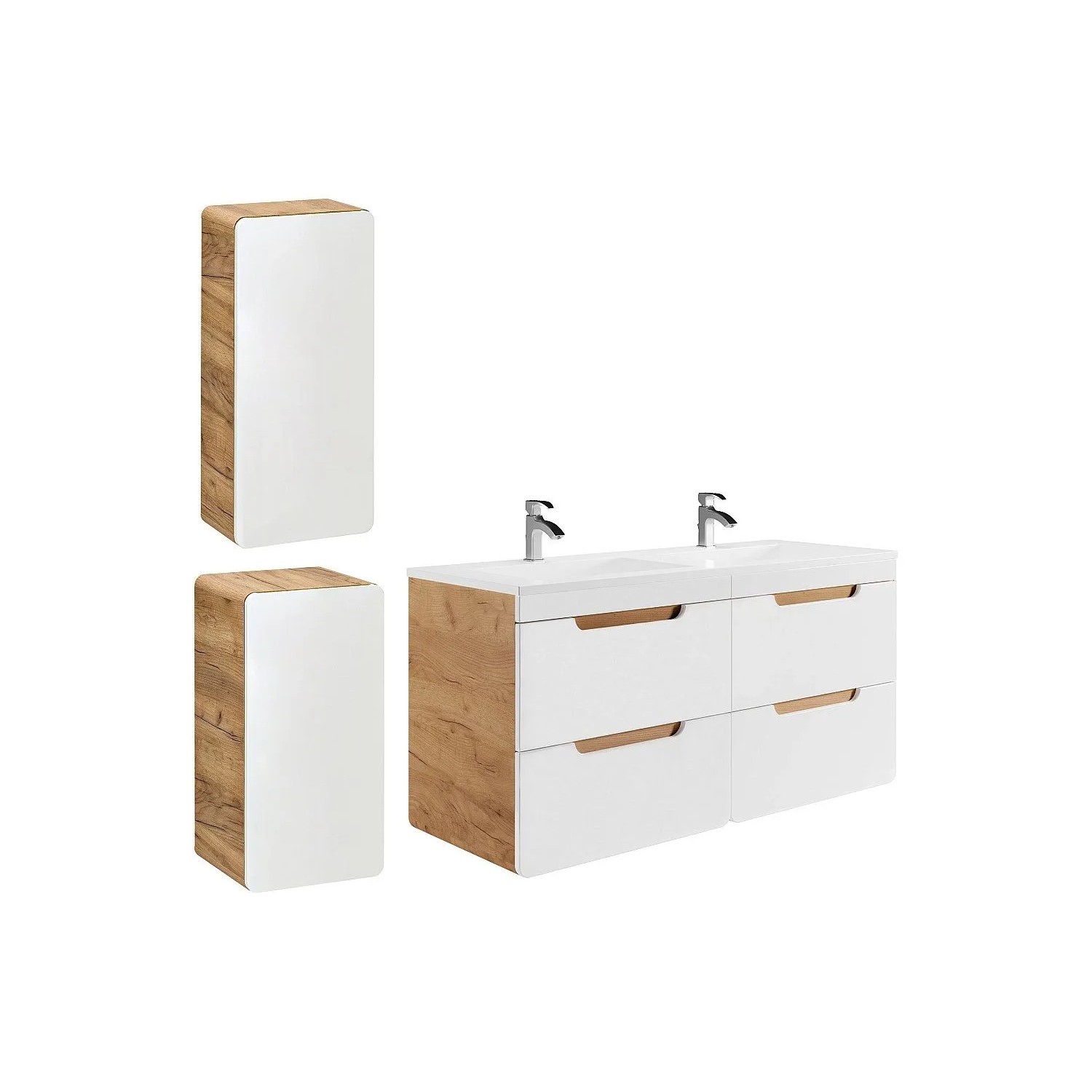 Vente-unique Badmöbel-Set Aruba Naturfarben Hell  Weiß 120 cm