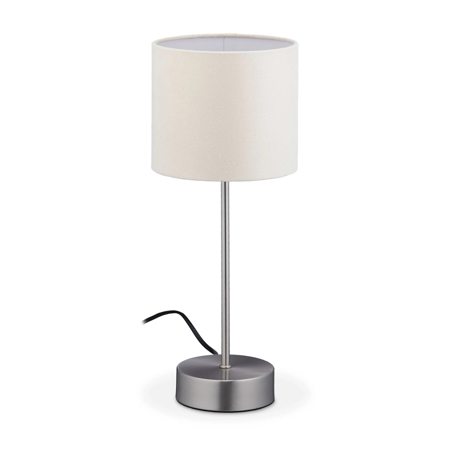 Relaxdays Nachttischlampe Eisen Stoff Kunststoff Silber Creme Touchgesteuert 3-Stufig Dimmbar 40 cm x 16 cm 0,52 kg