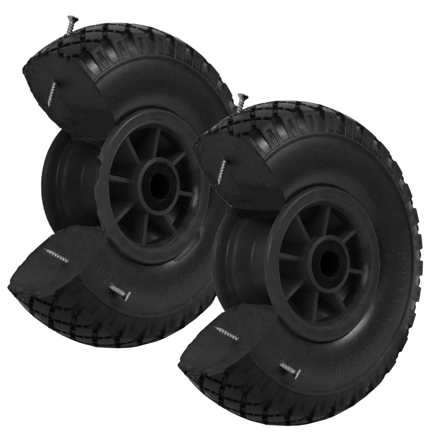 TRUTZHOLM 2x Sackkarrenrad PU Rad 260x85mm 3.00-4 75mm Zentrierte Nabe Durchmesser 20mm Schwarz