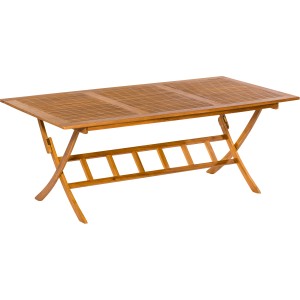 Rechteckiger, brauner Merxx Klapptisch (200x100 cm) aus Holz für den Garten.