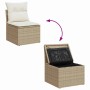 Beige vidaXL Gartenmöbel-Set mit Kissen, Poly-Rattan, modulare Bauweise mit Stauraum.
