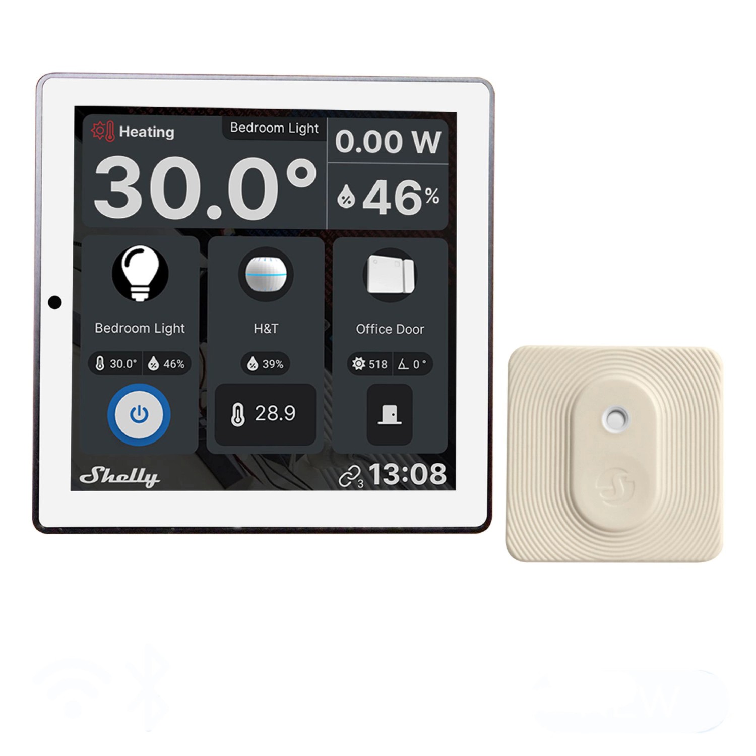 Shelly Wanddisplay Weiß & Blu Feuchtigkeits- und Temperatursensor