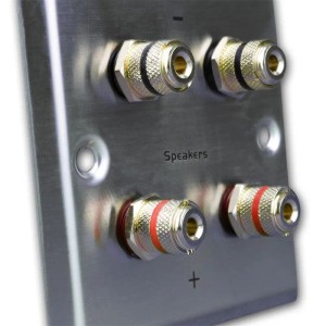 Dynavox LS Wand Anschlußblende Edelstahl 4x Bananenbuchse