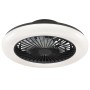Schwarze LED-Deckenleuchte Montero mit Ventilator, Ø 42 cm.