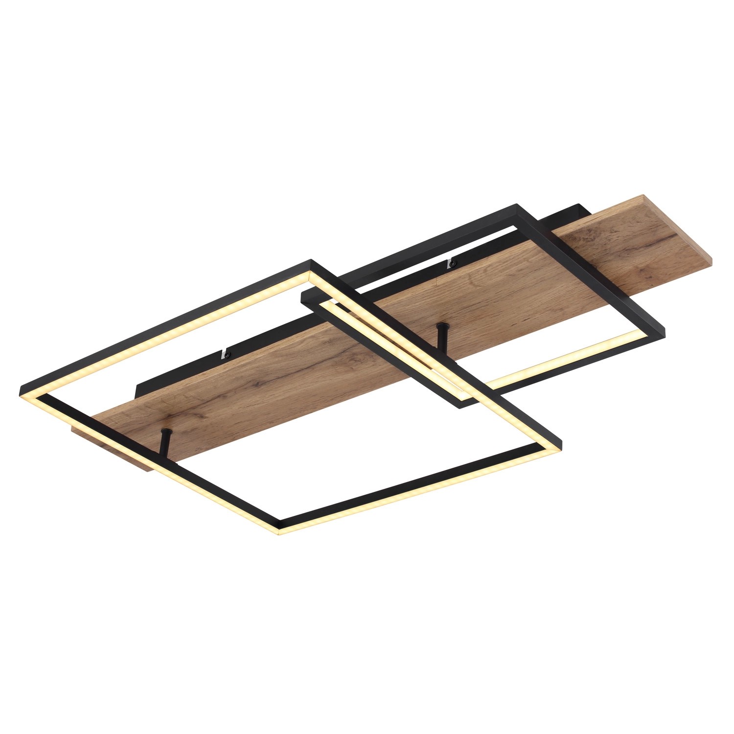 Globo LED-Deckenleuchte Vanni Holzfarben/Schwarz 75 x 40 cm