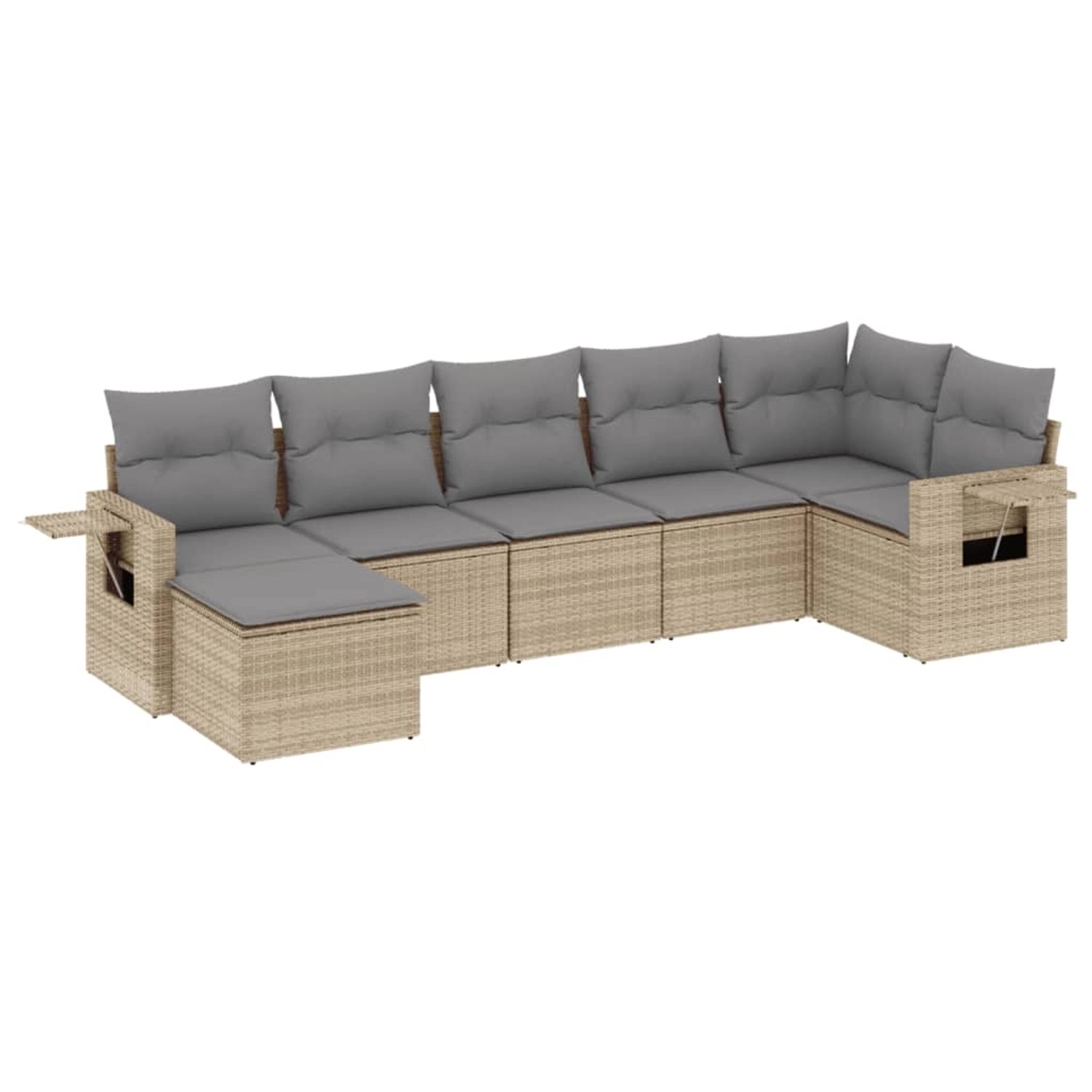 vidaXL 7-Tlg Garten-Sofagarnitur mit Kissen Beige Poly Rattan 3220478 günstig online kaufen