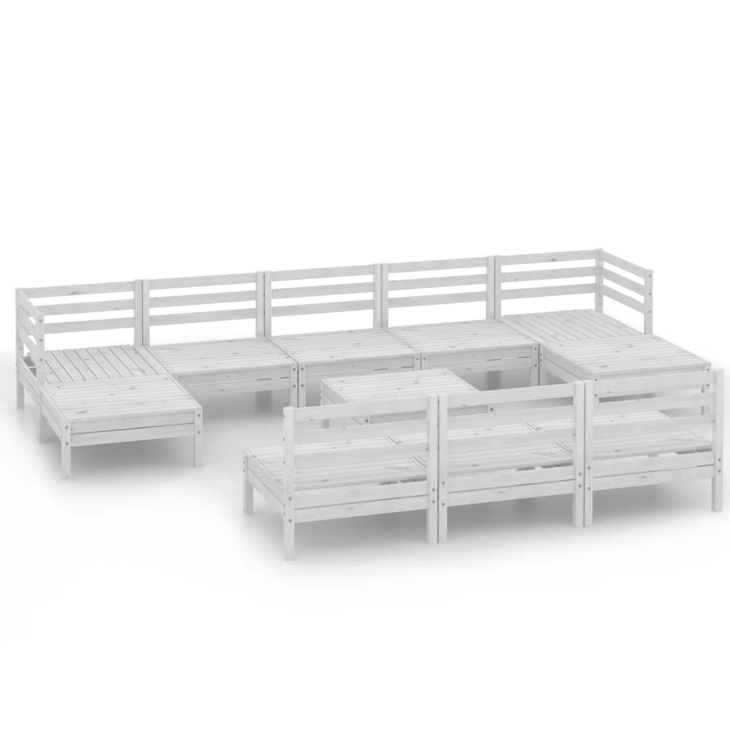 vidaXL 11-tlg Garten-Lounge-Set Weiß Massivholz Kiefer Modell 1 günstig online kaufen