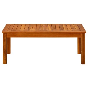 Rechteckiger Garten-Couchtisch aus Akazienholz mit Lattenmuster, 90x50x36 cm.