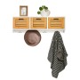SoBuy Wandgarderobe FHK19-WN mit 3 Körben, 4 Haken, aus MDF in Natur. Ideal für Flur und Eingangsbereich.