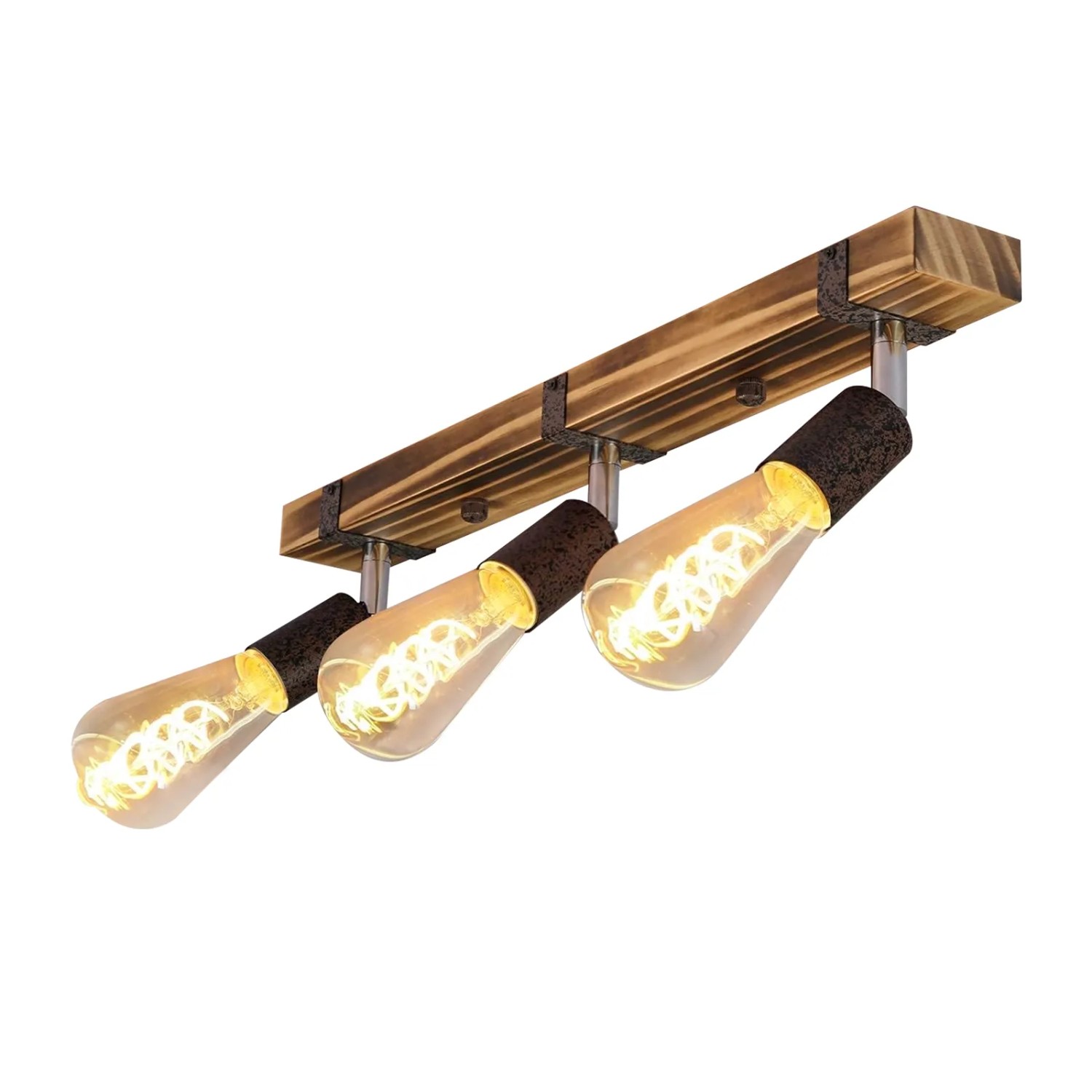 NETTLIFE Deckenstrahler aus Wood 3xE27 Holzfarbe